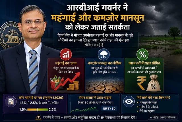 RBI गवर्नर - महंगाई और कमज़ोर मानसून पर सतर्कता, आर्थिक इन्फोग्राफिक